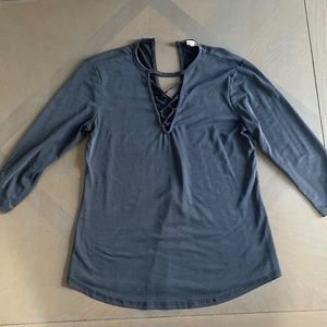 Charcoal gray keyhole top